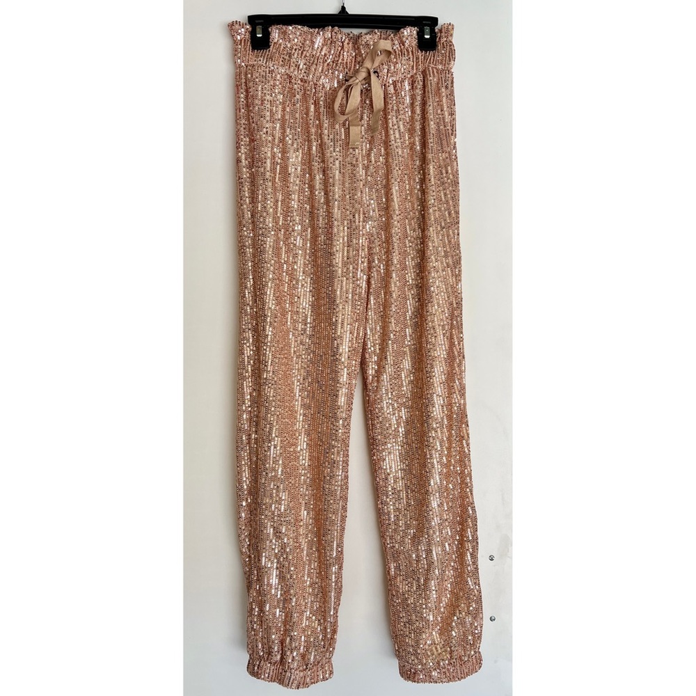 NWOT Champagne Pink Sequin Jogger Pants